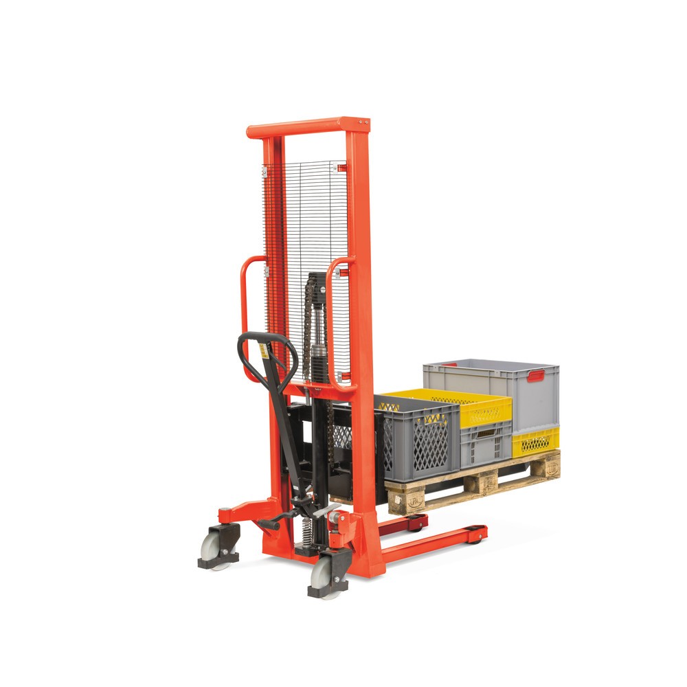 Termékkép száma 3: BASIC PSM 1.0 hidraulikus targonca egytagú oszloppal, emelési magasság 1600 mm, teherbírás 1000 kg