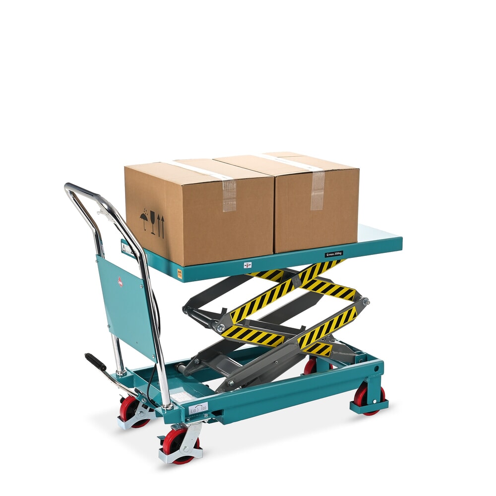 Termékkép száma 4: Ameise® dupla ollós emelőasztalos kocsi, teherbírás 350 kg, plató méret 910 x 500 mm
