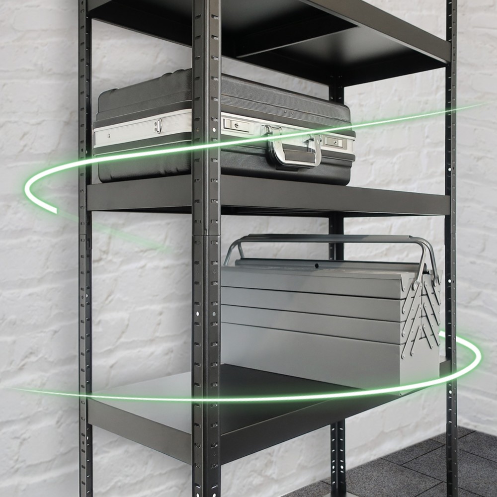 Termékkép száma 4: HEMMDAL fém dugaszolható állvány, rekeszterhelés 130 kg, Ma x Szé x Mé 1800 x 900 x 400 mm, fekete