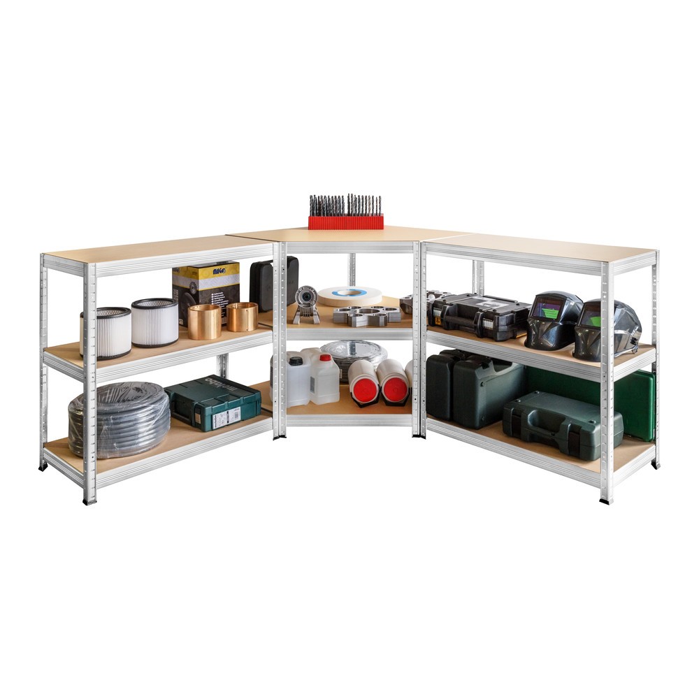 Termékkép száma 7: Steinbock® polcos sarokállvány, horganyzott, rekeszterhelés 250 kg, HxSzxM 1800 x 900 x 450 mm